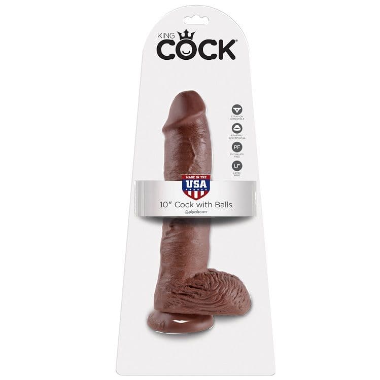 KING COCK - 10 DILDO BROWN WITH BALLS 25.4 CM 2