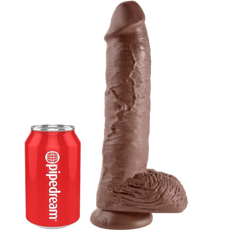 KING COCK - 10 DILDO BROWN WITH BALLS 25.4 CM 4