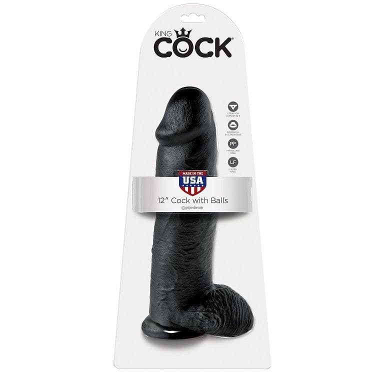 KING COCK - 12 DILDO BLACK WITH BALLS 30.48 CM 2