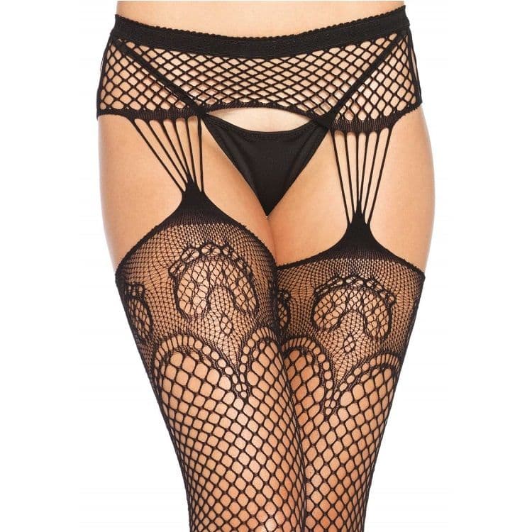 LEG AVENUE - NET STOCKINGS WITH GARTER LINES 2