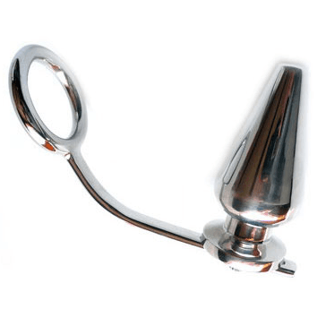 METAL HARD - STEEL RING WITH ANAL PLUG 45 X 50MM 2
