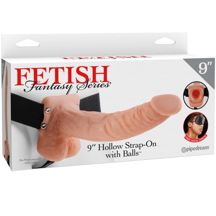 FETISH FANTASY SERIES - SERIES 9 HOLLOW STRAP-ON WITH BALLS 22.9CM FLESH 4