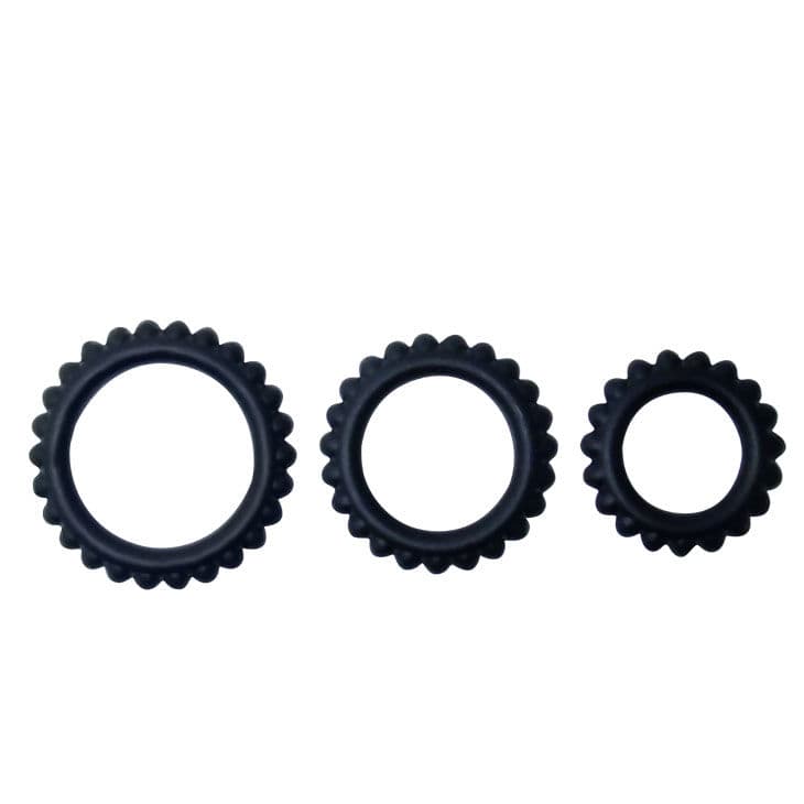 BAILE - TITAN SET 3PCS COCK RING BLACK 2.8 + 2.4 + 1.9 CM 2