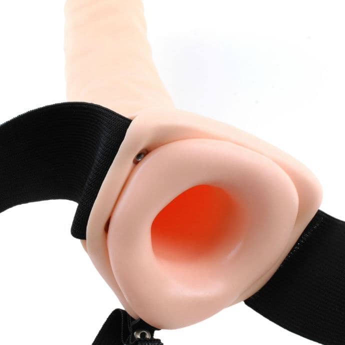 FETISH FANTASY SERIES - 19 CM VIBRATING HOLLOW STRAP-ON BROWN 4