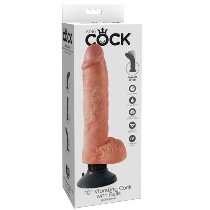 KING COCK - 25.5 CM VIBRATING COCK WITH BALLS FLESH 2