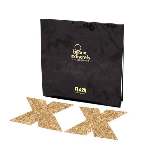 BIJOUX - INDISCRETS FLASH CROSS GOLD NIPPLE COVERS 2