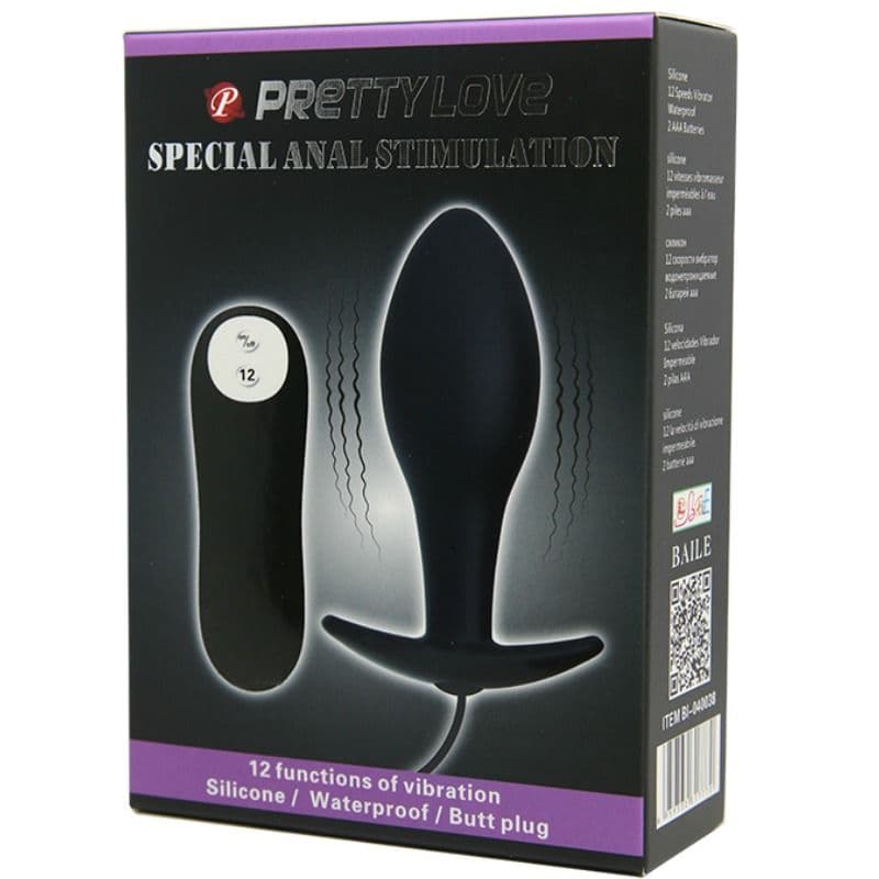 PRETTY LOVE - ANAL PLUG ANCHOR FORM SILICONE 12 VIBRATION MODES BLACK 4