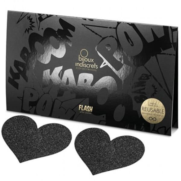 BIJOUX - INDISCRETS FLASH BLACK HEART NIPPLE CUTS 5