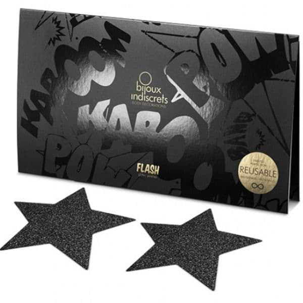 BIJOUX - INDISCRETS FLASH BLACK STAR NIPPLE CAPS 5