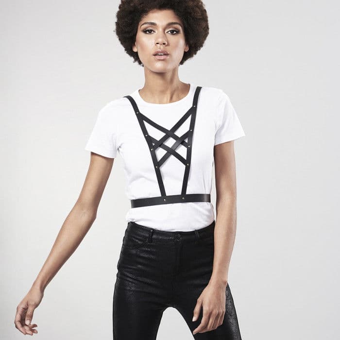 BIJOUX - INDISCRETS MAZE CROSSED HARNESS WITH NECKLINE BLACK 5