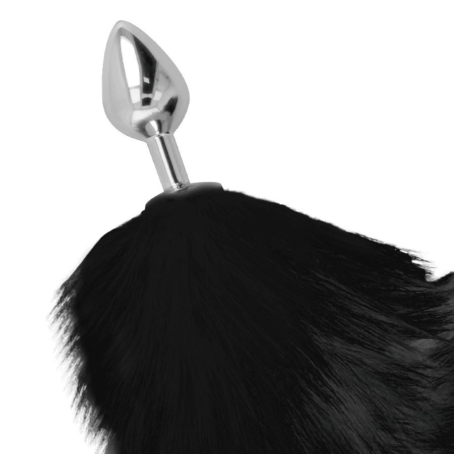 DARKNESS - SILVER ANAL PLUG 8 CM WITH BLACK TAIL 5