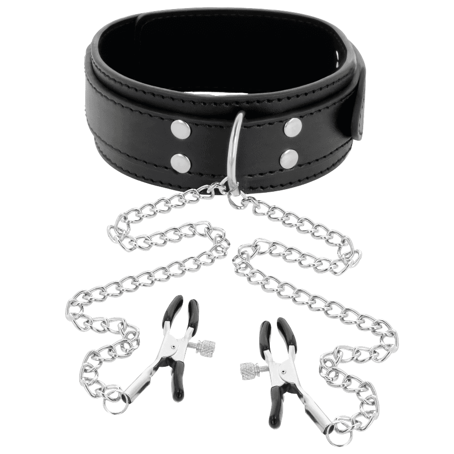 DARKNESS - COLLAR WITH NIPPLE CLAMPS BLACK 2