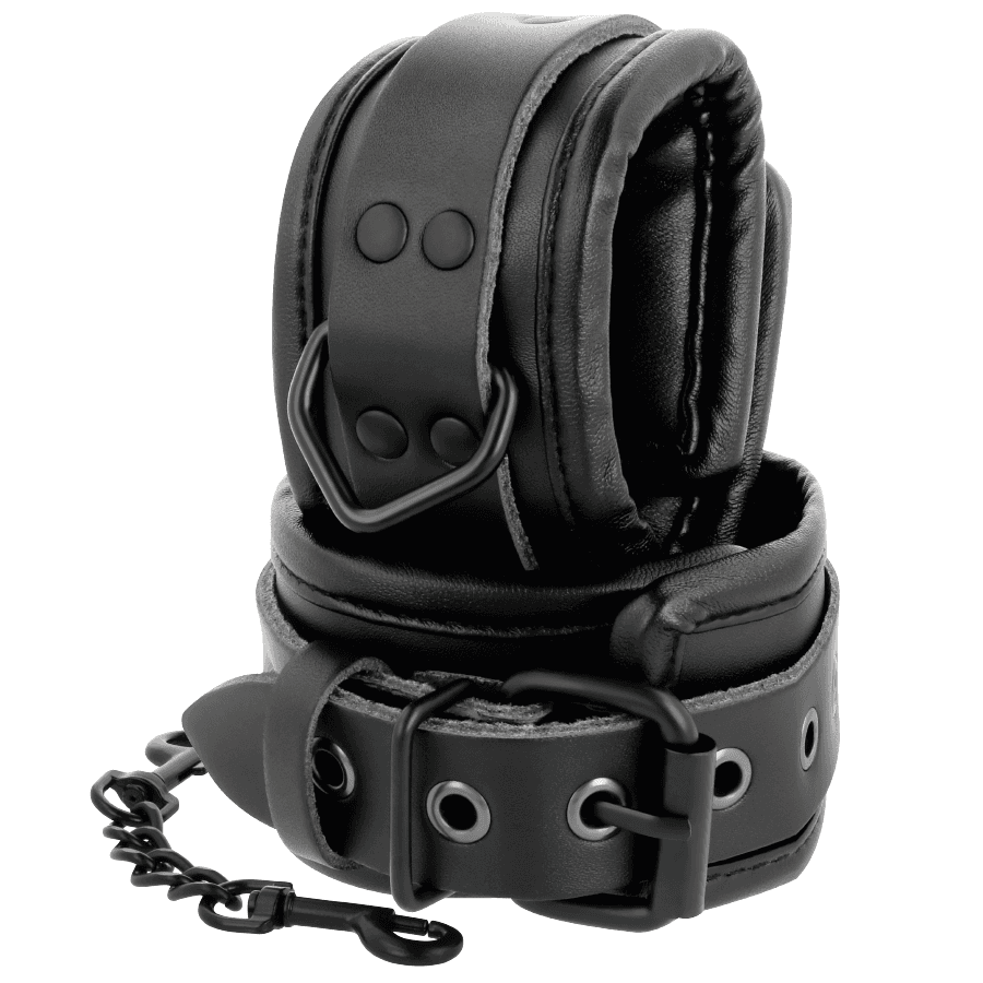 DARKNESS - BLACK LEATHER HANDCUFFS AND COLLAR 4