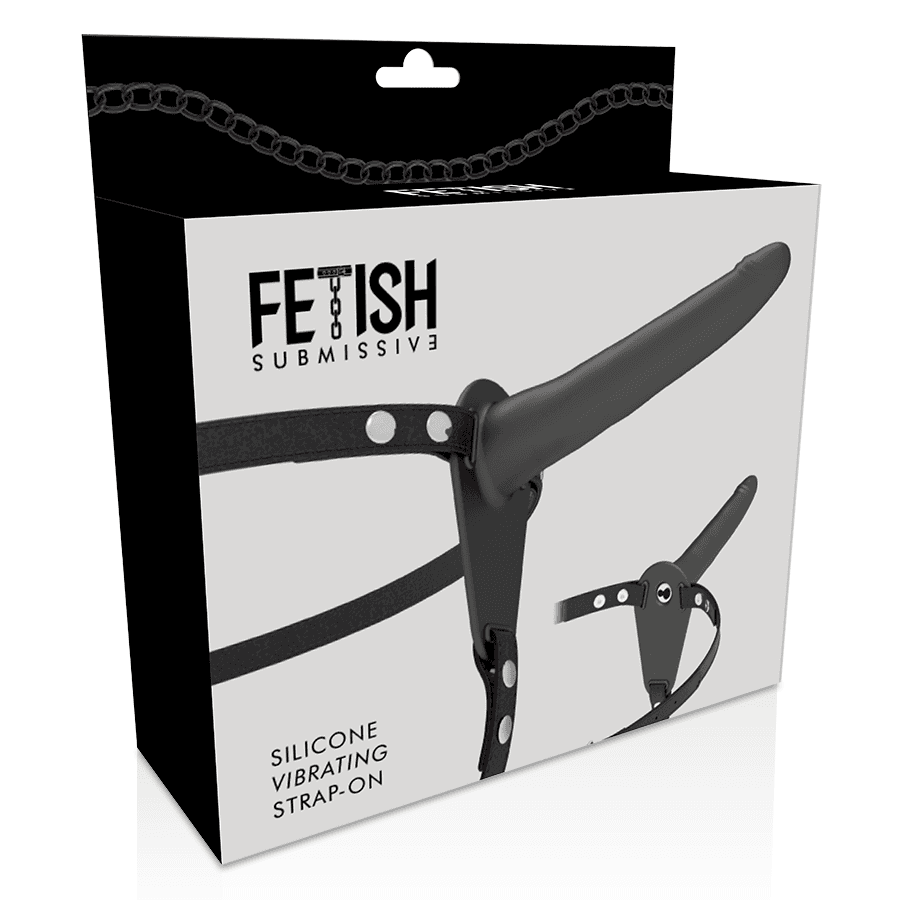 FETISH SUBMISSIVE HARNESS - BLACK SILICONE VIBRATOR 15 CM 4