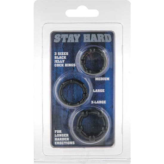SEVEN CREATIONS - SET OF THREE BLACK PENIS RINGS 2