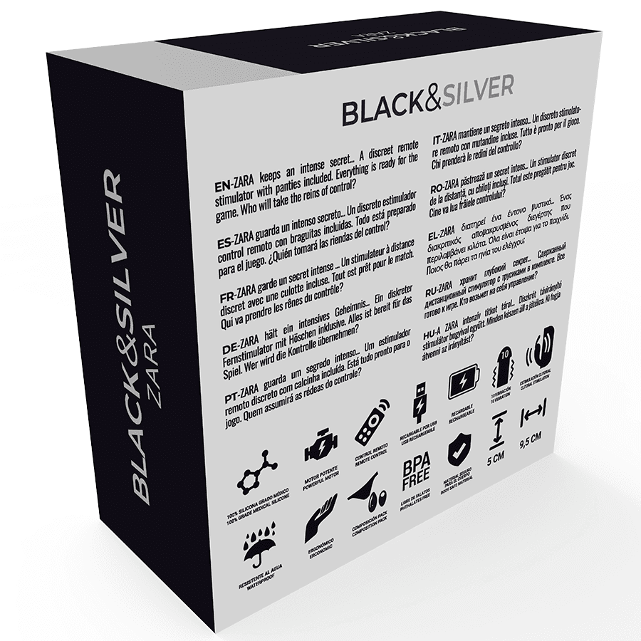 BLACK&SILVER - ZARA REMOTE CONTROL STIMULATOR WITH FREE PANTY 5