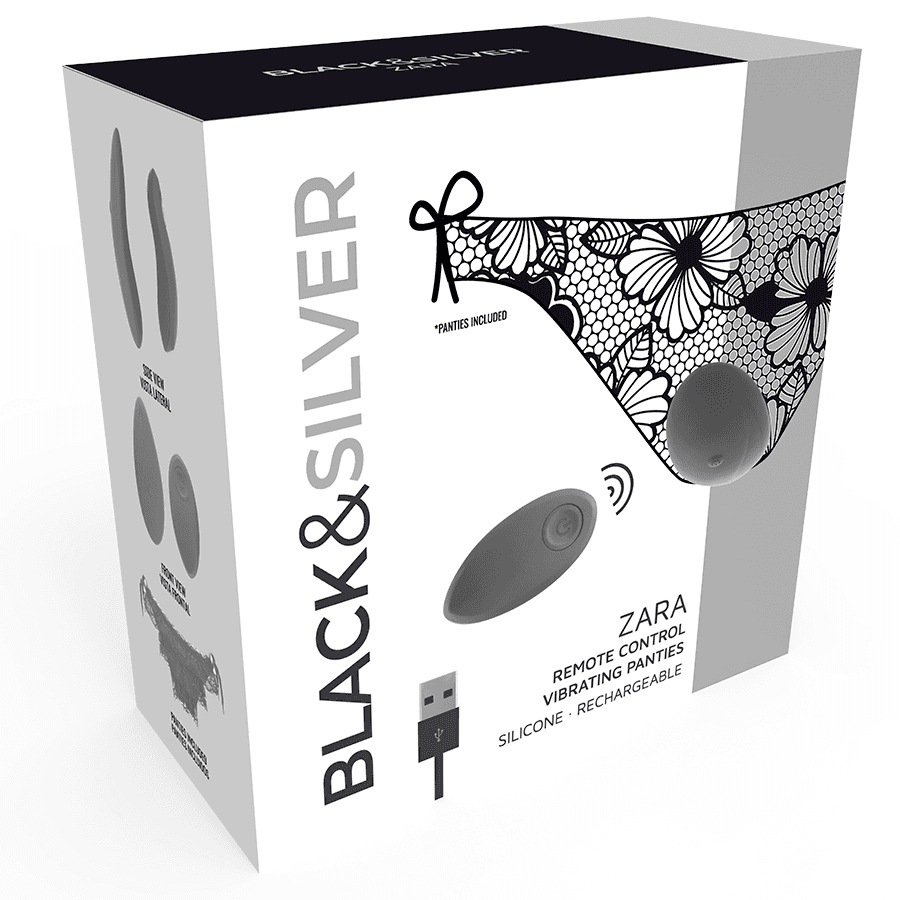 BLACK&SILVER - ZARA REMOTE CONTROL STIMULATOR WITH FREE PANTY 3