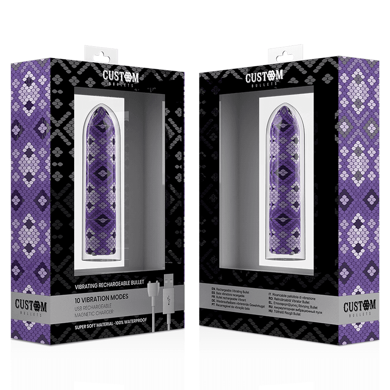 CUSTOM BULLETS - RECHARGEABLE SNAKE PURPLE MAGNETIC BULLET 10 INTENSITIES 4