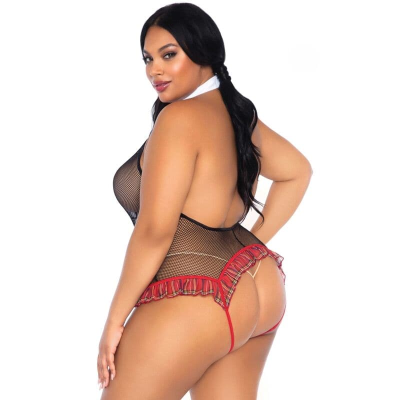 LEG AVENUE - SCHOOLGIRL CROTHLESS FITNESS TEDDY PLUS SIZE 2