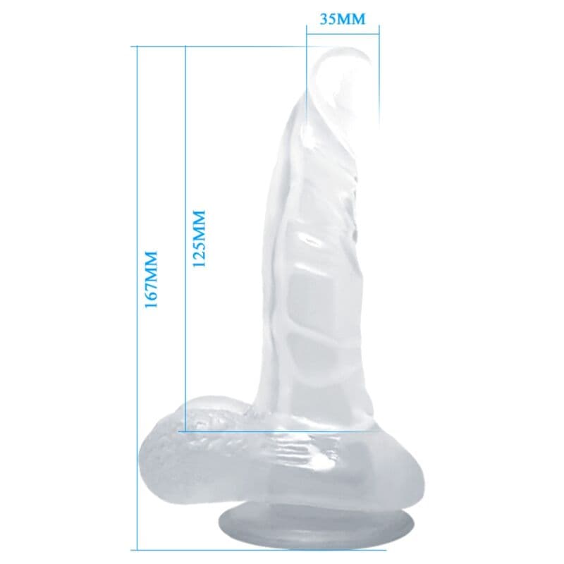 BAILE - REALISTIC DILDO WITH SUCTION CUP AND TESTICLES 16.7 CM TRANSPARENT 5