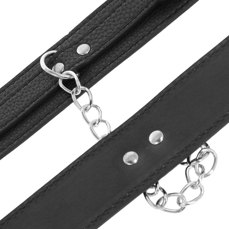 DARKNESS - BLACK TEXTURED LEATHER HANDCUFFS 5