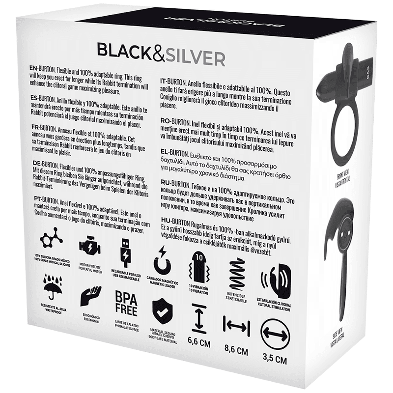 BLACK&SILVER - BURTON RING 10 VIBRATION MODES BLACK 4