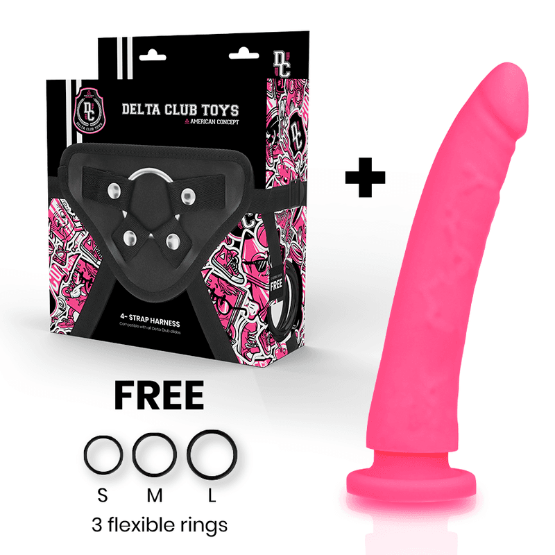 DELTA CLUB - TOYS HARNESS + DONG PINK SILICONE 20 CM -O- 4 CM 2